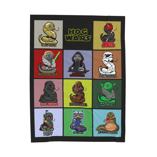 Hog Wars Squares Velveteen Plush Blanket